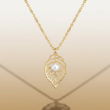 Hollow Leaf Pearl Pendant