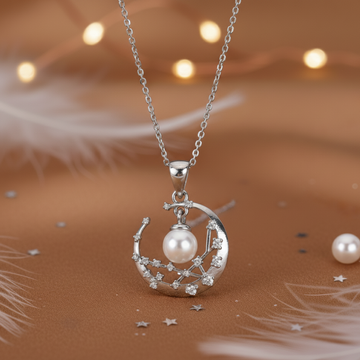 Crescent Moon Pearl Pendant