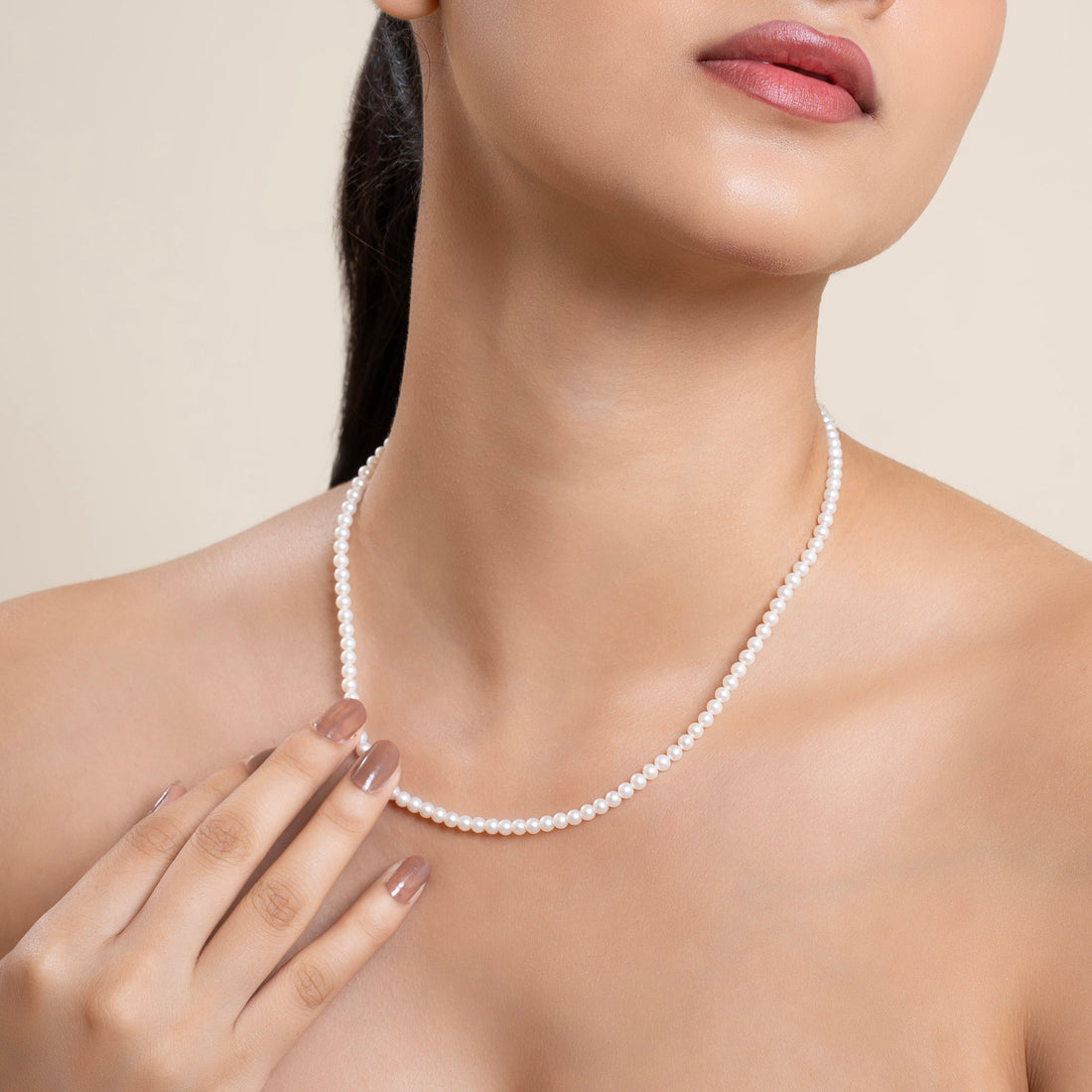 Classic 3-4 mm Round Pearl Necklace and Bracelet