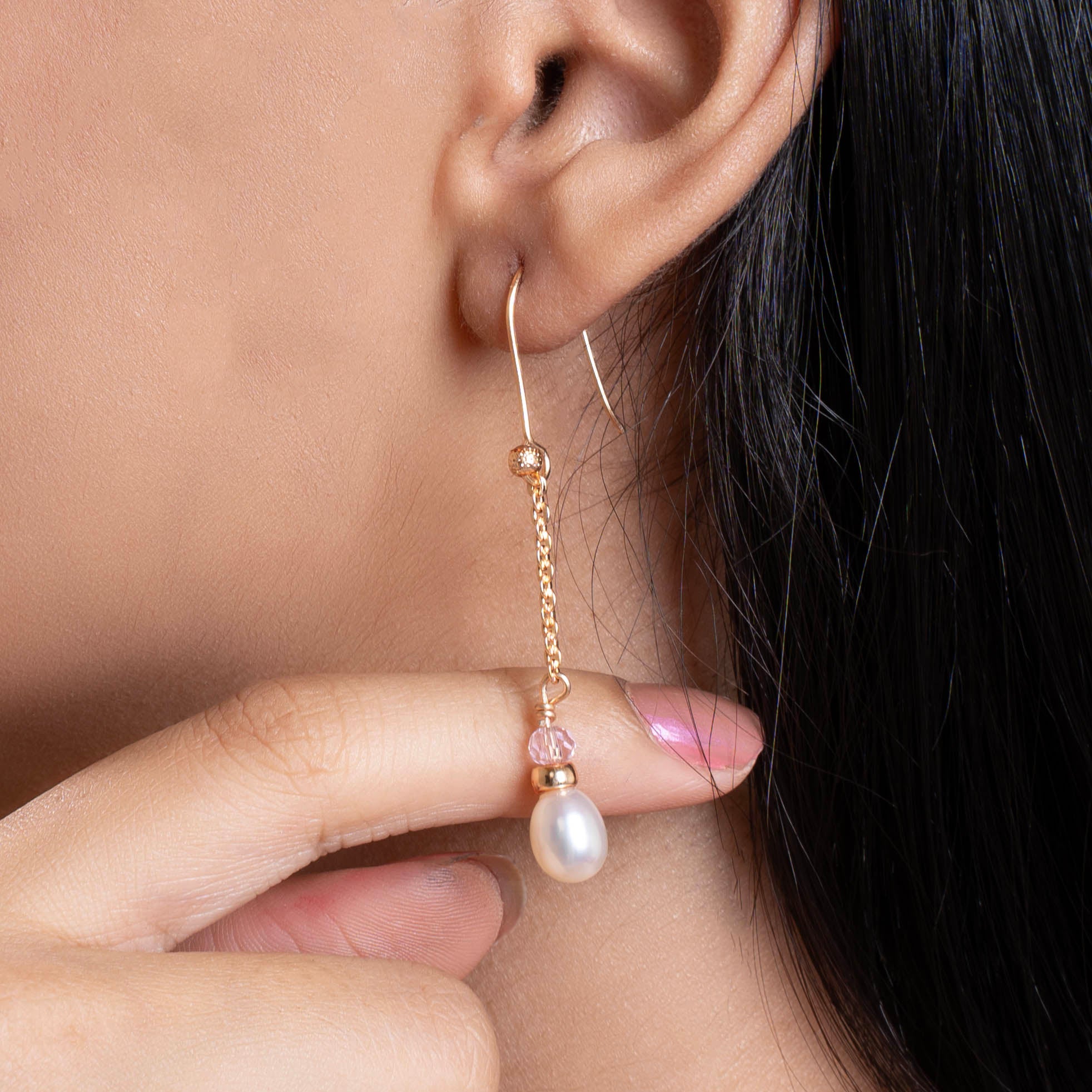 Beaded Pearl Drop Earrings