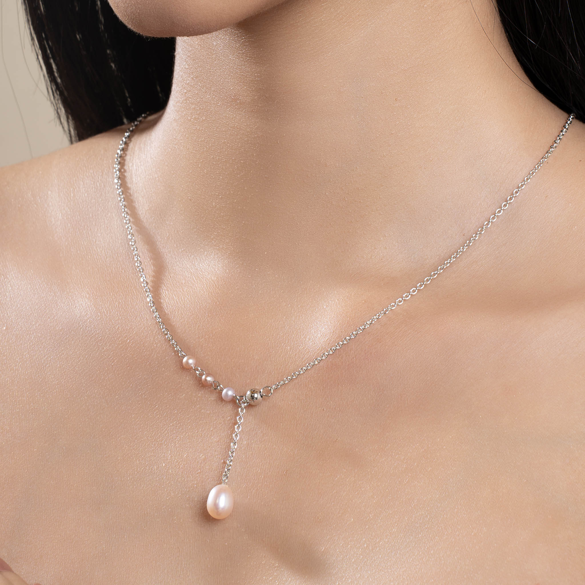 Ethereal Pearl Lariat Necklace