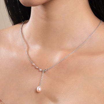 Ethereal Pearl Lariat Necklace