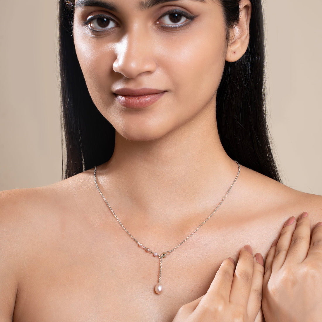 Ethereal Pearl Lariat Necklace