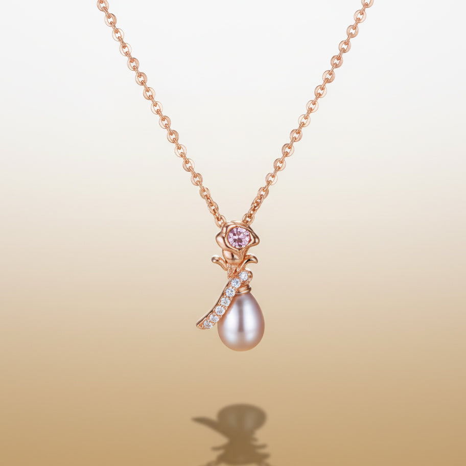 Beauty And The Beast Enchanted Rose Pearl Pendant