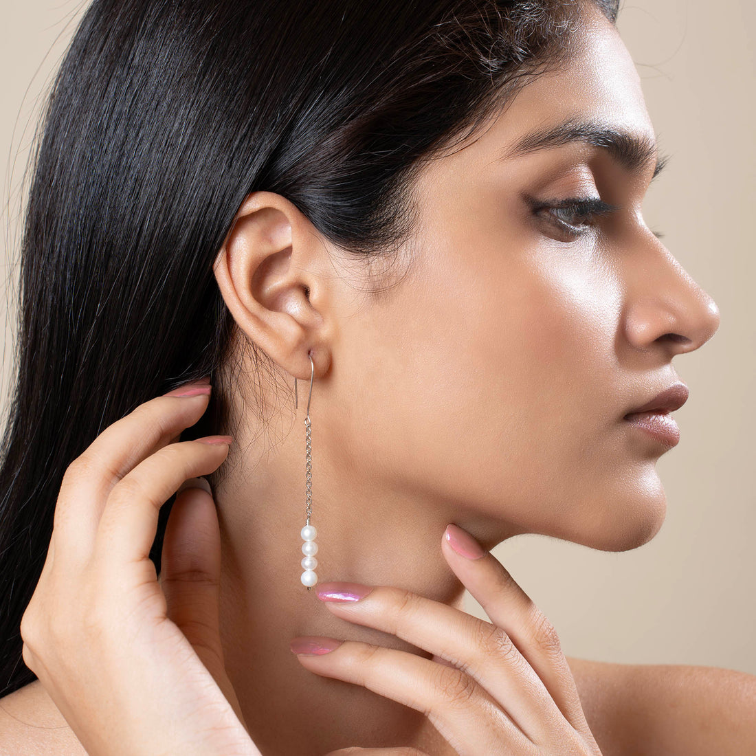 Stacked Hanging Pearl Earrings