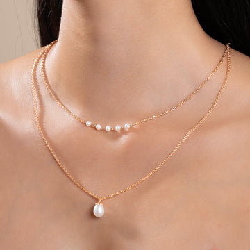 Tandem Chain Pearl Necklace