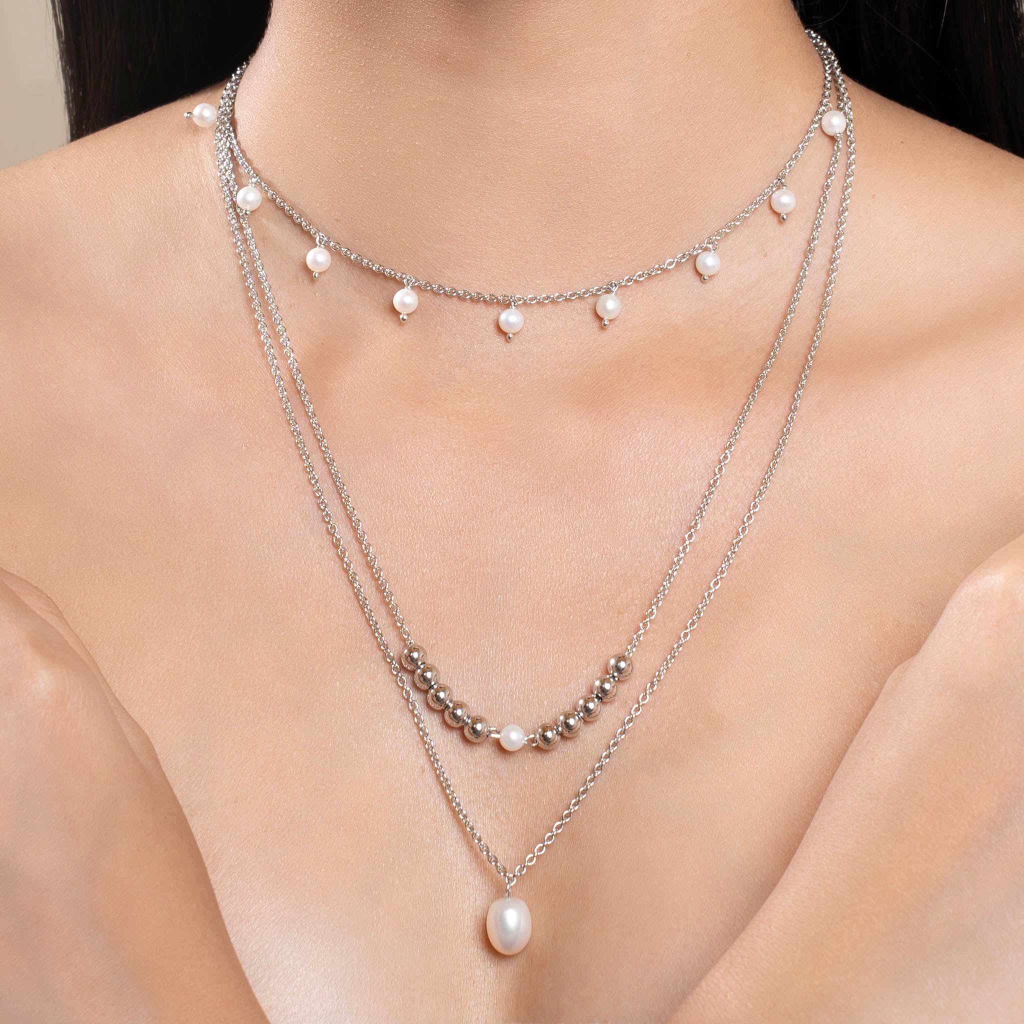 Three-Tier Pearl Necklace