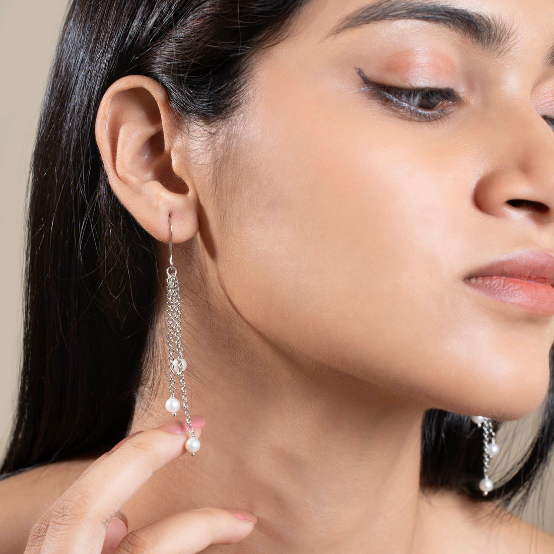 Triple Pearl Drop Earring