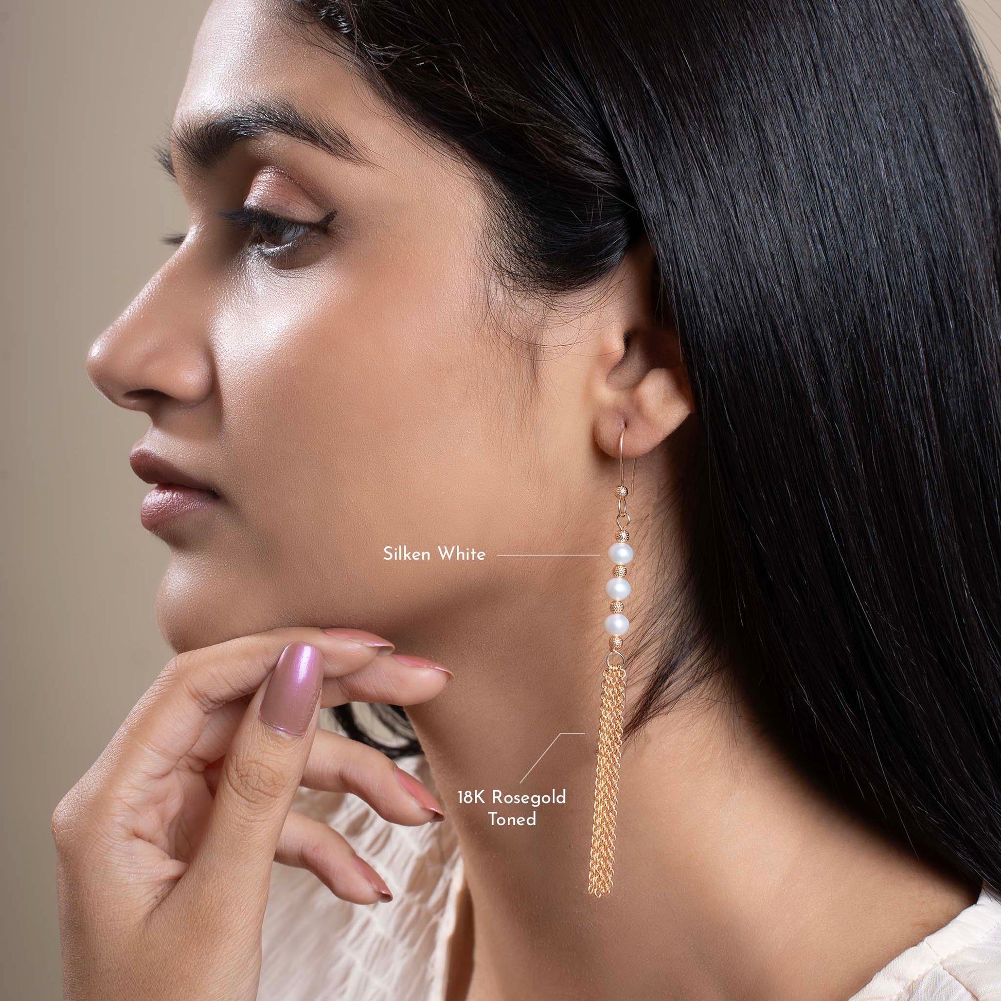 Designer Pearl Earrings | Tipple Pearl Tessel Earrings for Females