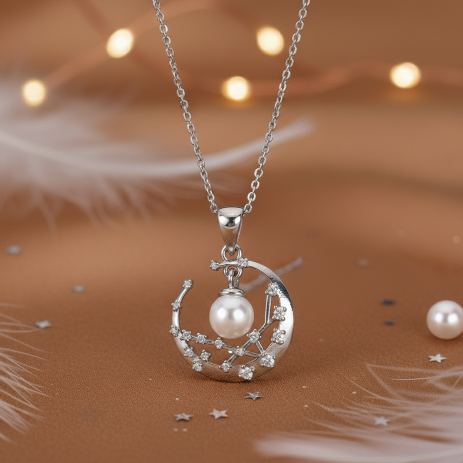 Crescent Moon Pearl Pendant