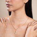 Whispering twin pearl necklace silver jewelry for women minimal pearl design
